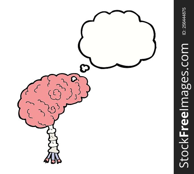 Cartoon Brain With Thought Bubble