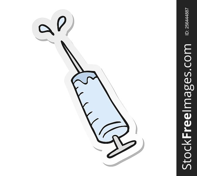 Sticker Of A Cartoon Medical Needle