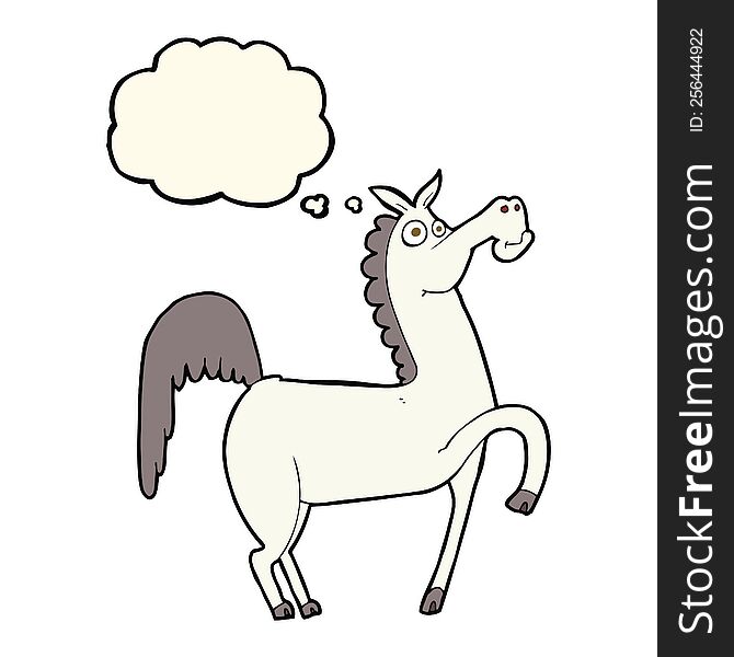 funny cartoon horse with thought bubble
