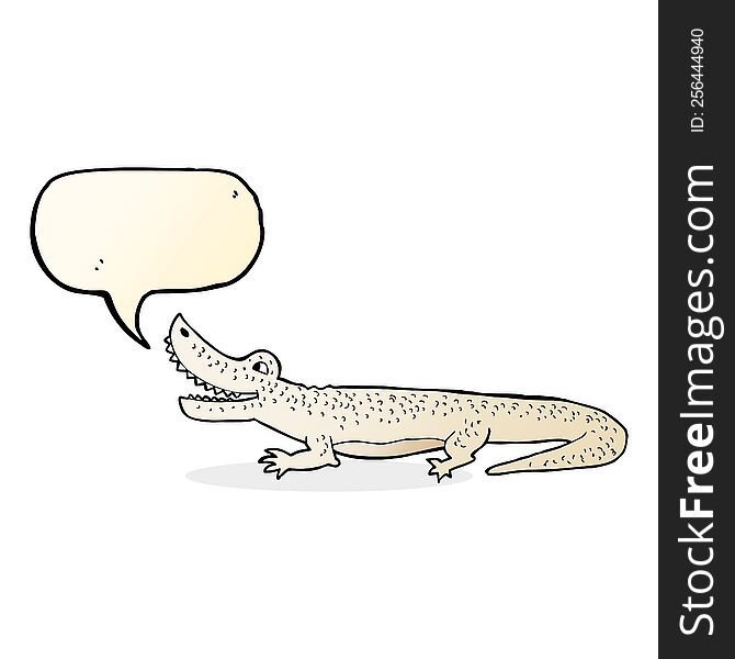 cartoon happy crocodile with speech bubble