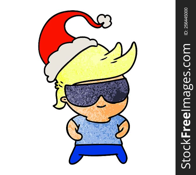 Christmas Textured Cartoon Of Kawaii Boy