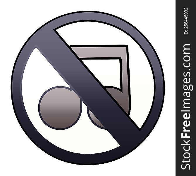 Gradient Shaded Cartoon No Music Allowed Sign