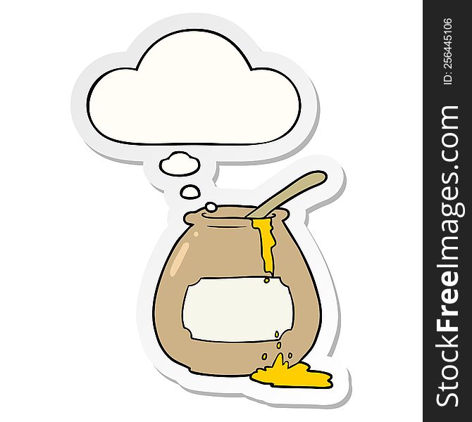 Cartoon Honey Pot And Thought Bubble As A Printed Sticker