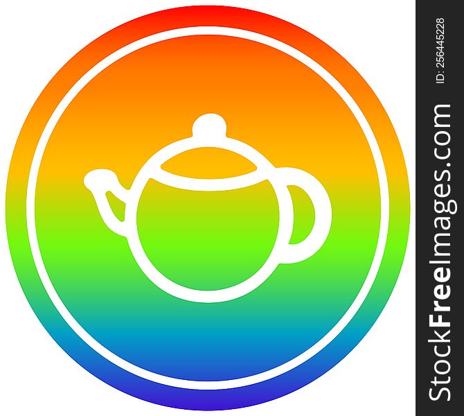 tea pot circular icon with rainbow gradient finish. tea pot circular icon with rainbow gradient finish