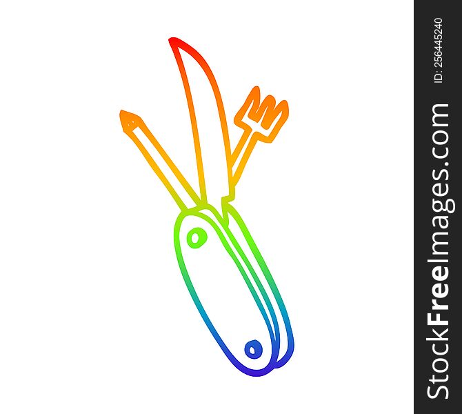 Rainbow Gradient Line Drawing Cartoon Pen Knife