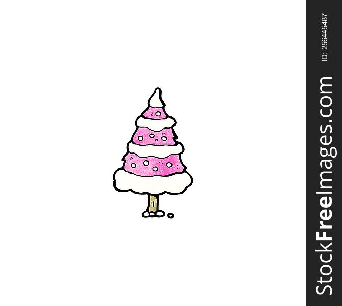 Pink Christmas Tree Cartoon