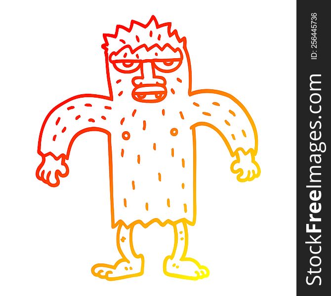 Warm Gradient Line Drawing Cartoon Bigfoot Creature