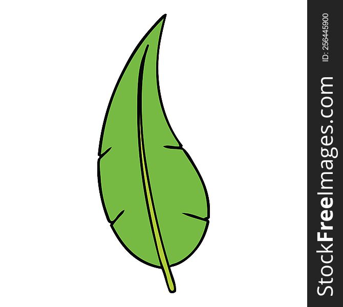 Cartoon Doodle Of A Green Long Leaf