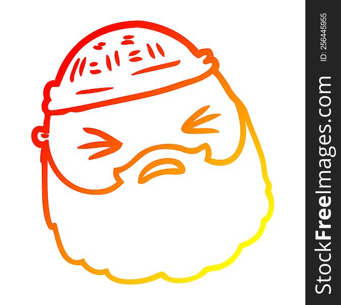 Warm Gradient Line Drawing Cartoon Male Face With Beard