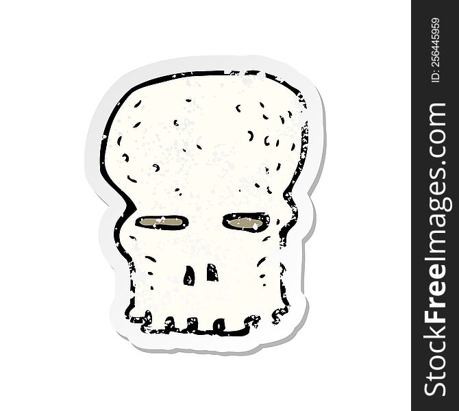 retro distressed sticker of a cartoon spooky skull