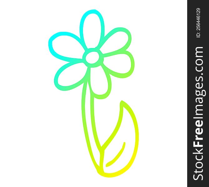 cold gradient line drawing of a cartoon spring flower