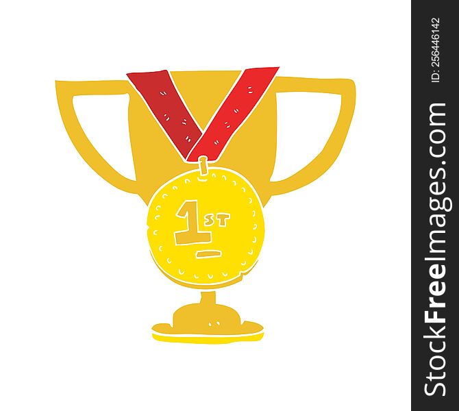 Flat Color Illustration Of A Cartoon Sports Trophy