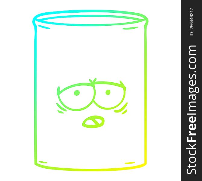 cold gradient line drawing of a cartoon oil drum