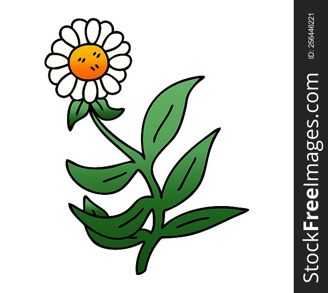 Quirky Gradient Shaded Cartoon Daisy Flower