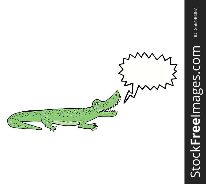 cartoon happy crocodile with speech bubble