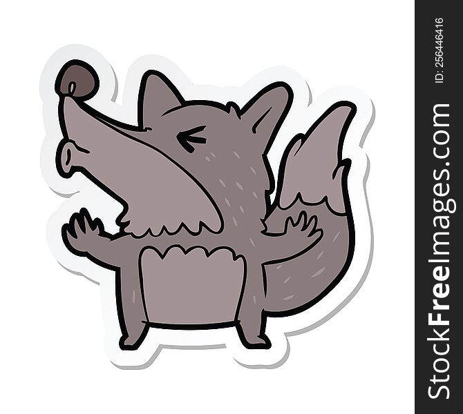 sticker of a cartoon werewolf howling