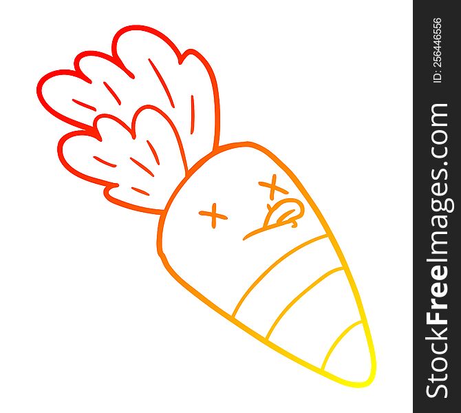 Warm Gradient Line Drawing Cartoon Dead Carrot