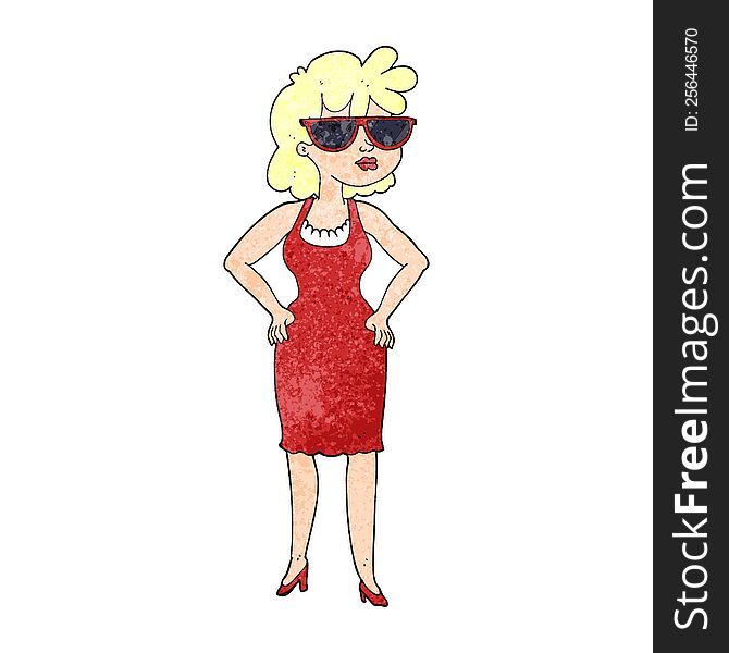 Texture Cartoon Woman Wearing Sunglasses