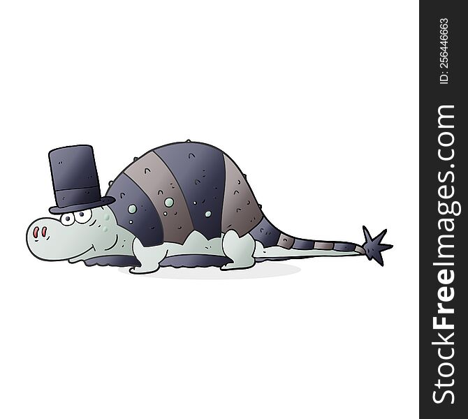 cartoon dinosaur in top hat