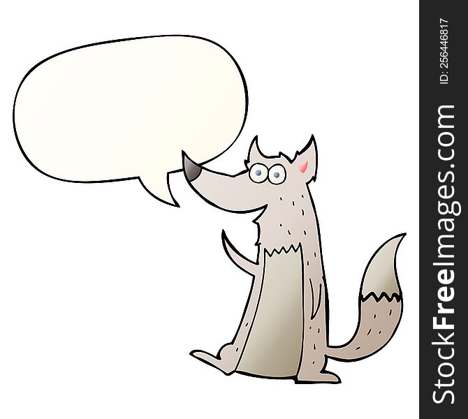 Cartoon Wolf And Speech Bubble In Smooth Gradient Style