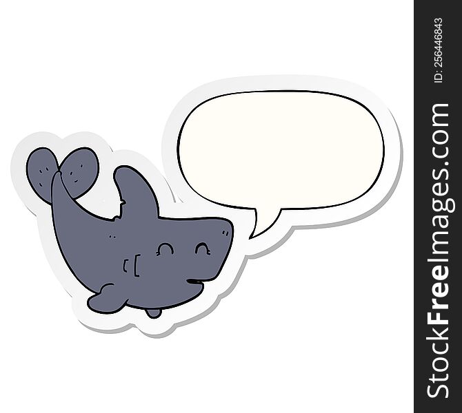 cartoon shark with speech bubble sticker. cartoon shark with speech bubble sticker