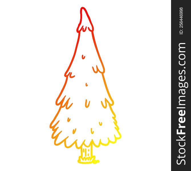 Warm Gradient Line Drawing Christmas Tree