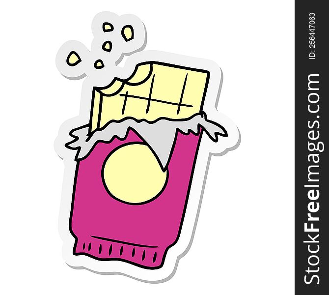 Sticker Cartoon Doodle Of A Bar Of Chocolate