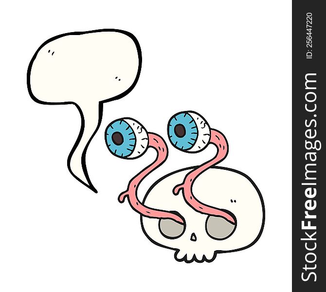 gross freehand drawn speech bubble cartoon skull with eyeballs. gross freehand drawn speech bubble cartoon skull with eyeballs