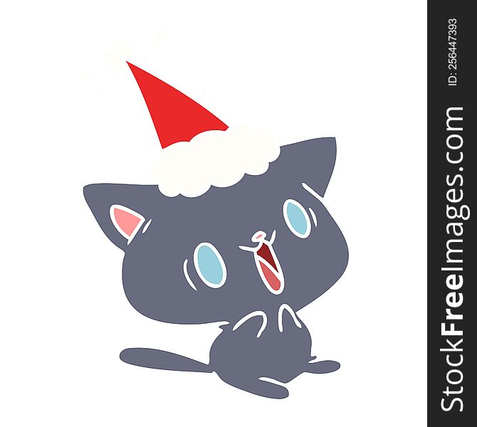 christmas cartoon of kawaii cat