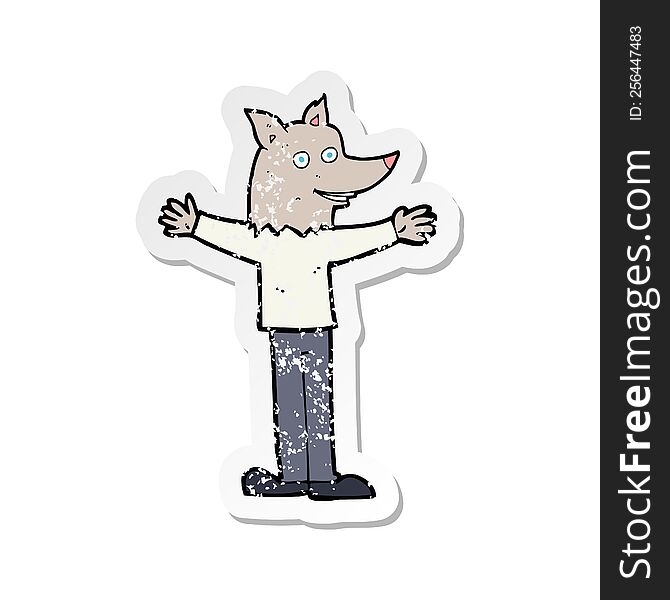 Retro Distressed Sticker Of A Cartoon Werewolf
