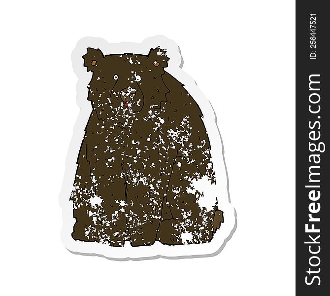 retro distressed sticker of a cartoon funny black bear