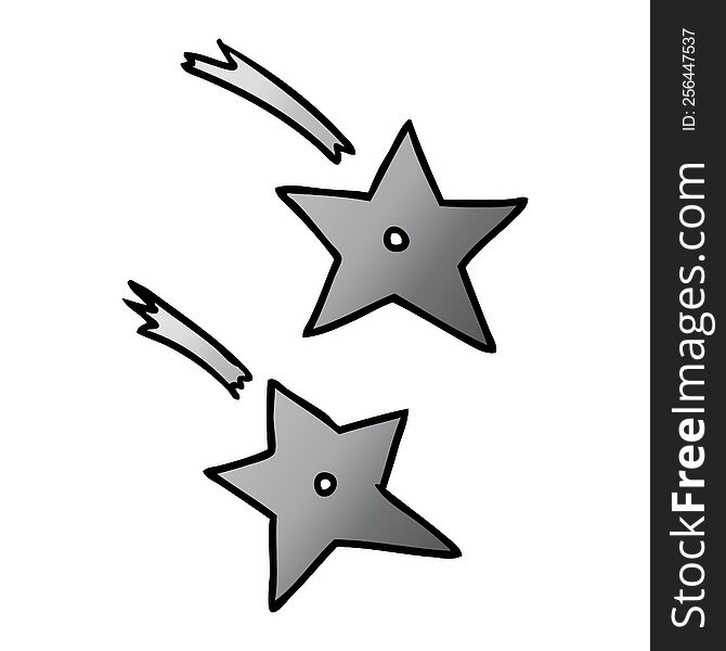 Gradient Cartoon Doodle Of Ninja Throwing Stars