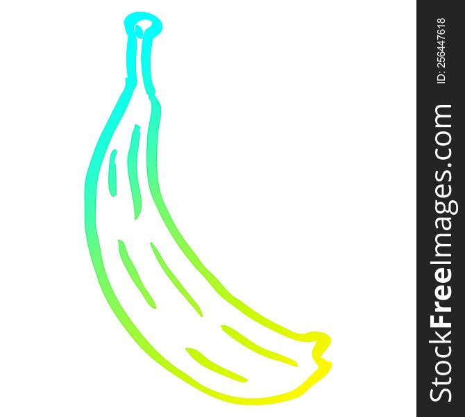 cold gradient line drawing of a cartoon yellow banana