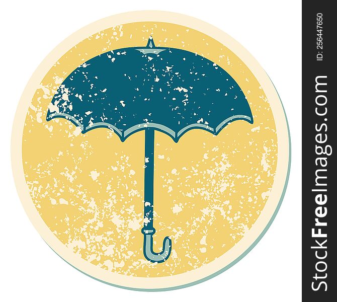 iconic distressed sticker tattoo style image of an umbrella. iconic distressed sticker tattoo style image of an umbrella