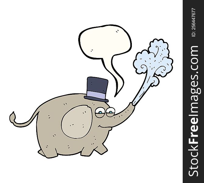 freehand drawn speech bubble cartoon elephant squirting water