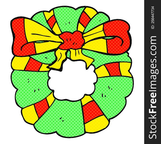 freehand drawn cartoon christmas wreath