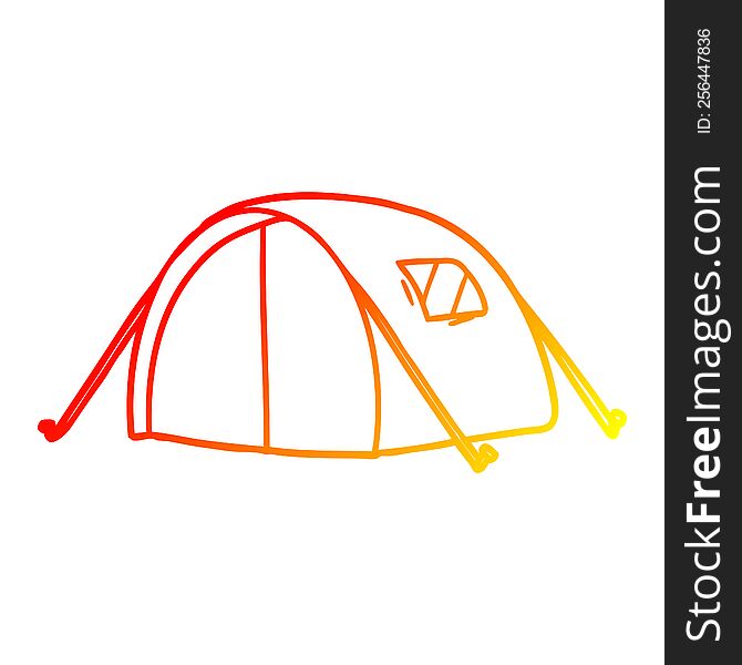 warm gradient line drawing of a cartoon tent