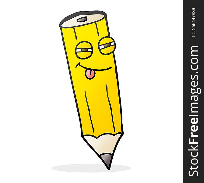 happy freehand drawn cartoon sly pencil. happy freehand drawn cartoon sly pencil