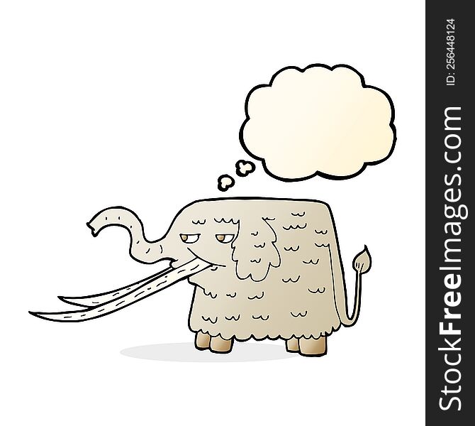 Cartoon Woolly Mammoth With Thought Bubble