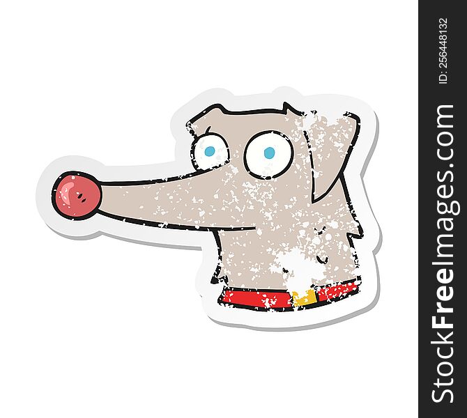 retro distressed sticker of a cartoon dog with collar