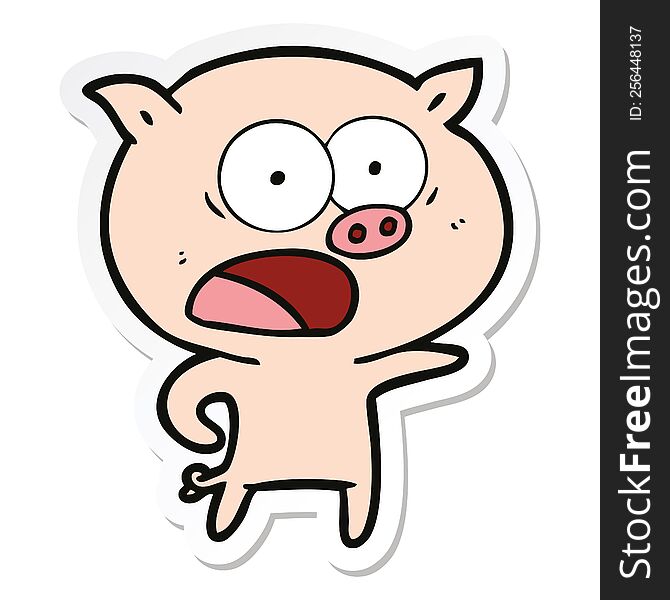 Sticker Of A Cartoon Pig Shouting