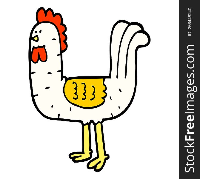 Hand Drawn Doodle Style Cartoon Cockerel