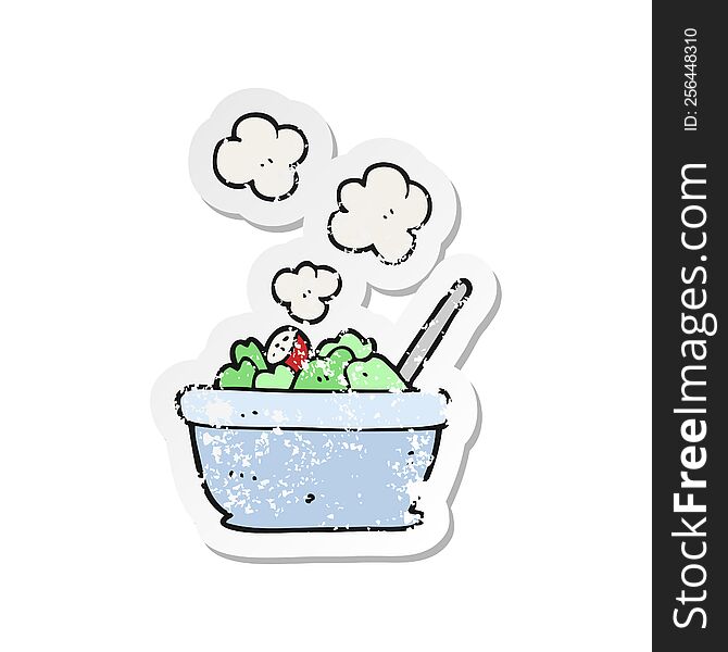 Retro Distressed Sticker Of A Cartoon Salad
