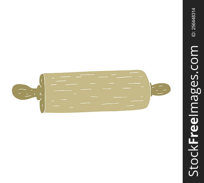 Flat Color Illustration Of A Cartoon Rolling Pin