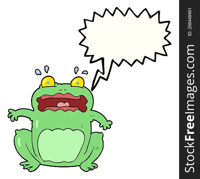 freehand drawn speech bubble cartoon funny frightened frog