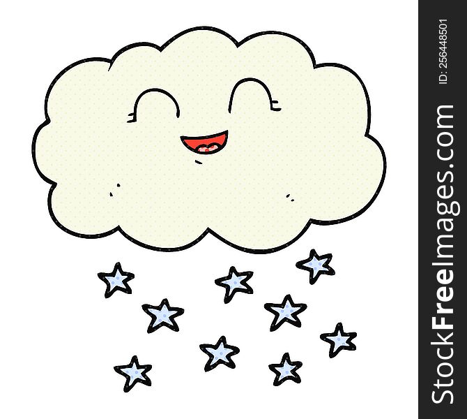 freehand drawn cartoon cloud snowing