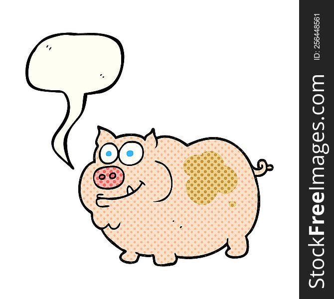 Comic Book Speech Bubble Cartoon Pig