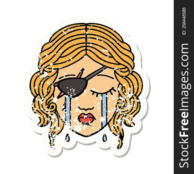 Crying Human Rogue Character Grunge Sticker