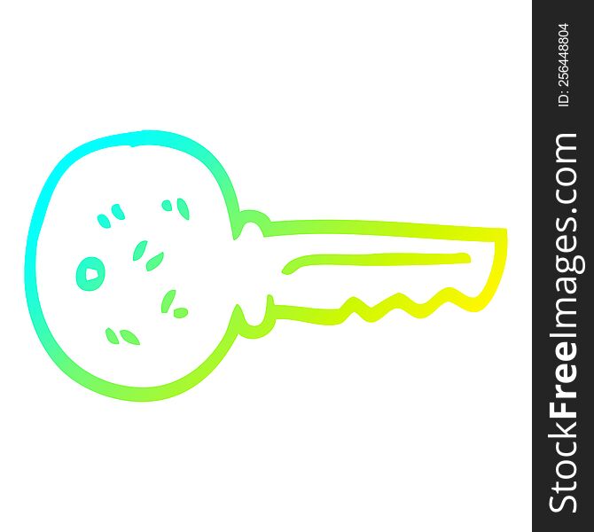 cold gradient line drawing of a cartoon metal key