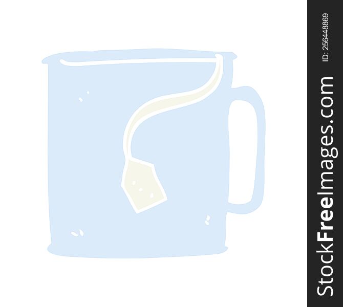 Flat Color Illustration Of A Cartoon Mug Of Tea